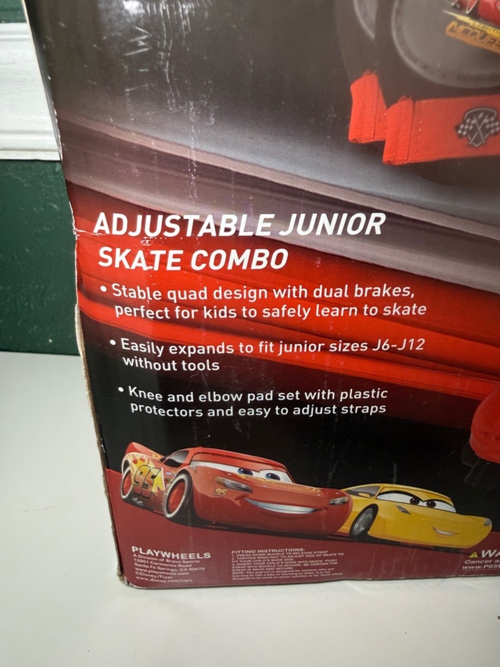 NEW! Disney Pixar Cars Kids Adjustable Junior Roller Skates w/ Knee Elbow Pads - Picture 7 of 10